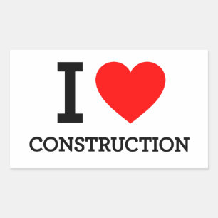 I Love Construction Rectangular Sticker