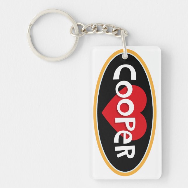 I Love COOPER Personalised Key Ring (Front)