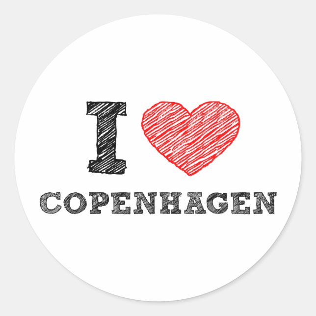 I love Copenhagen Classic Round Sticker (Front)