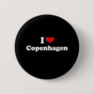 I Love Copenhagen Tshirt White Tshirt 6 Cm Round Badge