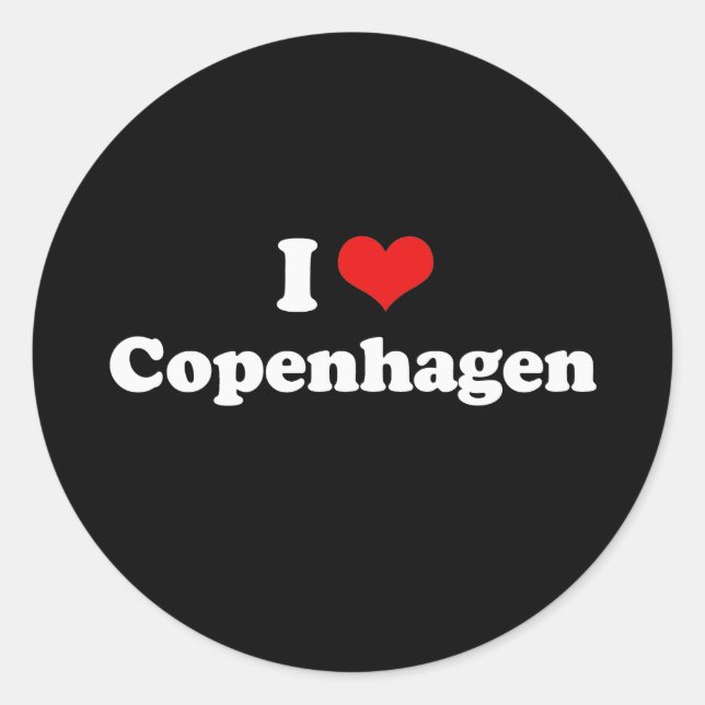 I Love Copenhagen Tshirt White Tshirt Classic Round Sticker (Front)