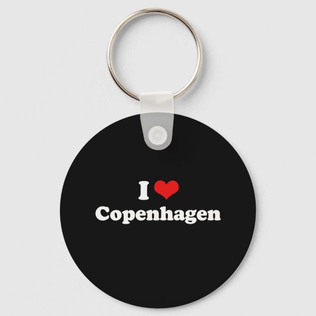 I Love Copenhagen Tshirt White Tshirt Key Ring (Front)