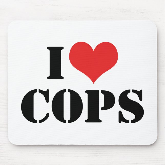 I Love Cops Mouse Mat (Front)