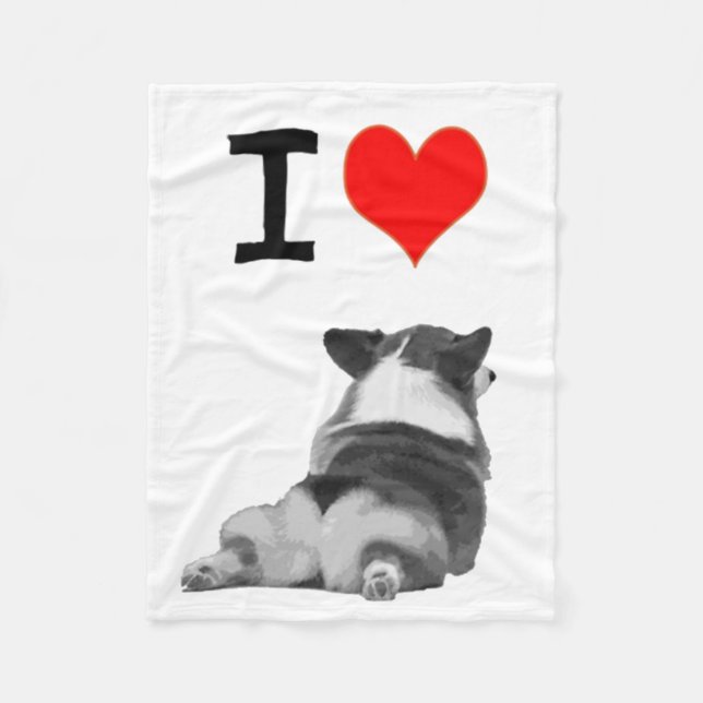 I Love Corgi Fleece Blanket (Front)