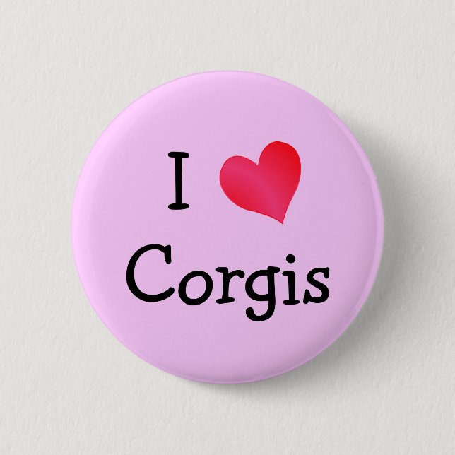 I Love Corgis 6 Cm Round Badge (Front)