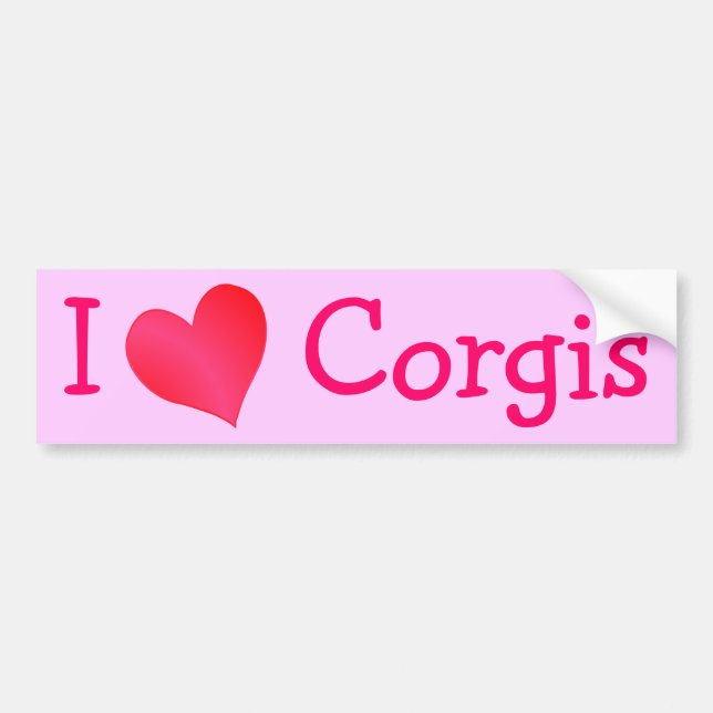 I Love Corgis Bumper Sticker (Front)
