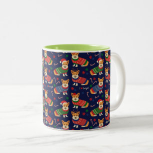 I Love Corgis Christmas Sweater Two-Tone Coffee Mug