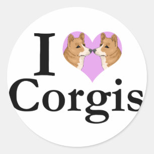 I Love Corgis Classic Round Sticker