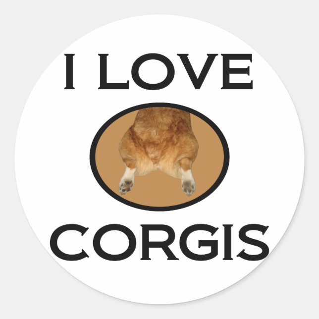 I Love Corgis Corgi Butt Classic Round Sticker (Front)