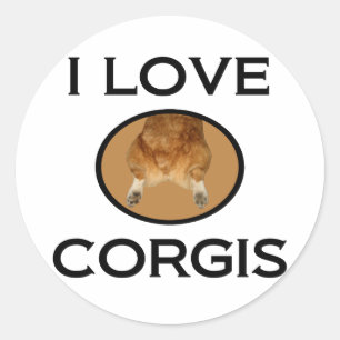 I Love Corgis Corgi Butt Classic Round Sticker
