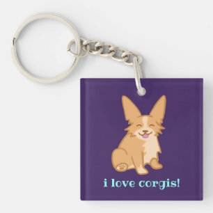 "I Love Corgis" Corgi Key Ring