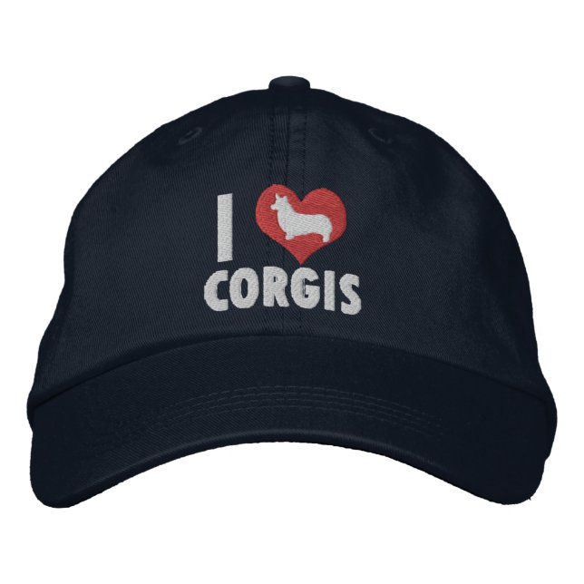 I Love Corgis Embroidered Hat (Front)