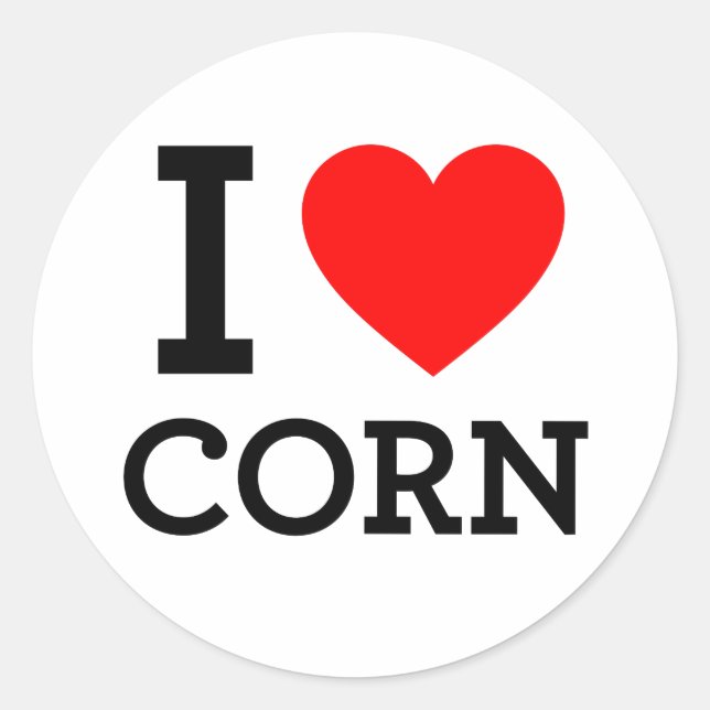 I Love Corn Classic Round Sticker (Front)