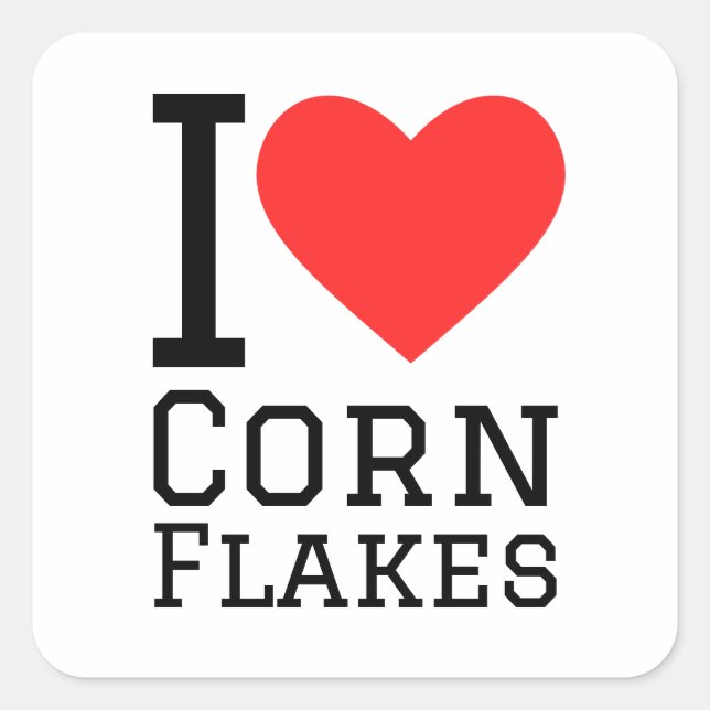 I love corn flakes square sticker (Front)