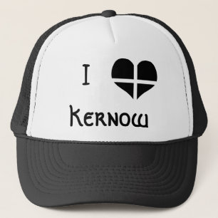 I Love Cornwall Kernow St Piran Flag Heart Design Trucker Hat
