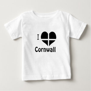 I Love Cornwall St Piran Flag Heart Design Baby T-Shirt