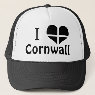 I Love Cornwall St Piran Flag Heart Design Trucker Hat