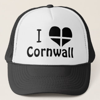 I Love Cornwall St Piran Flag Heart Design Trucker Hat