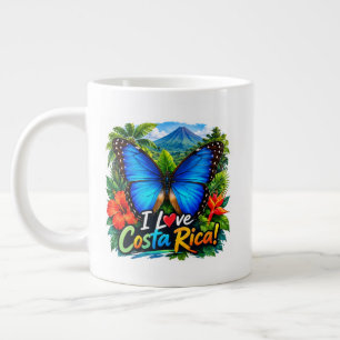 I Love Costa Rica Blue Morpho and Toucan Large Coffee Mug