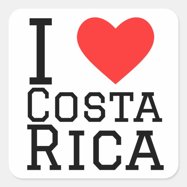 I love Costa Rica Square Sticker (Front)