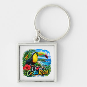I Love Costa Rica Yellow Throated Toucan Key Ring
