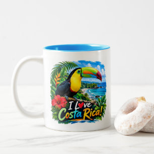 I Love Costa Rica Yellow-Throated Toucan Two-Tone Coffee Mug
