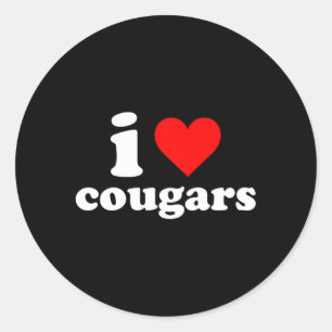 I Love Cougars Classic Round Sticker