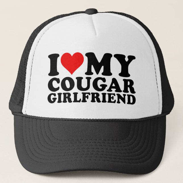 I Love Cougars Funny Cougar Valentine's Day 1WH1 Trucker Hat (Front)