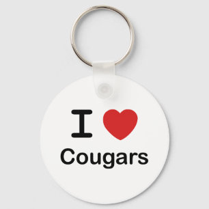 I Love Cougars Key Ring