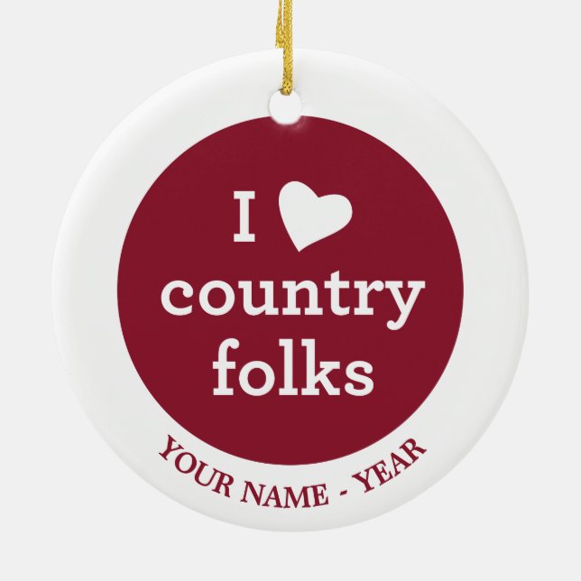 I Love Country Ceramic Tree Decoration (Back)