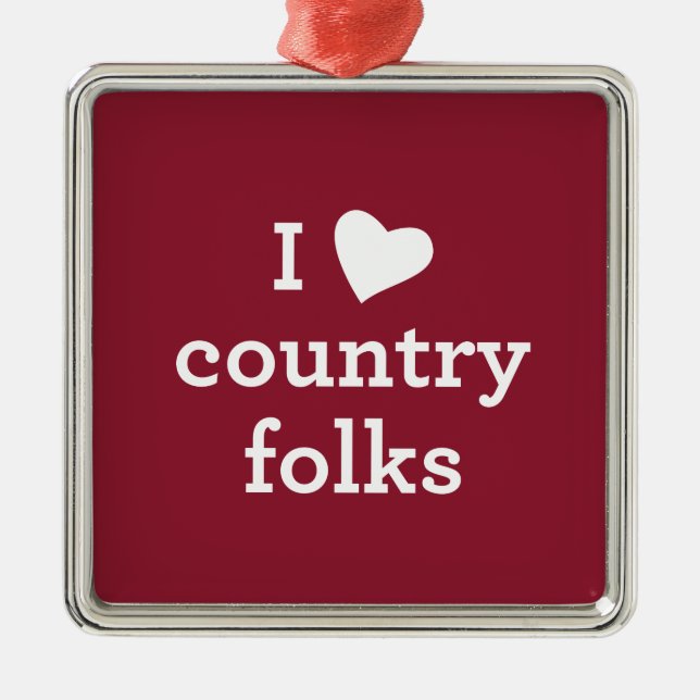 I Love Country Metal Tree Decoration (Front)