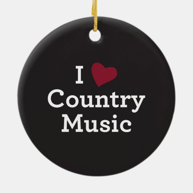 I Love Country Music Ceramic Tree Decoration (Back)