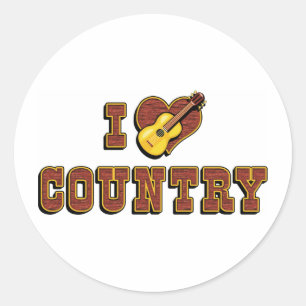 I Love Country Music Classic Round Sticker