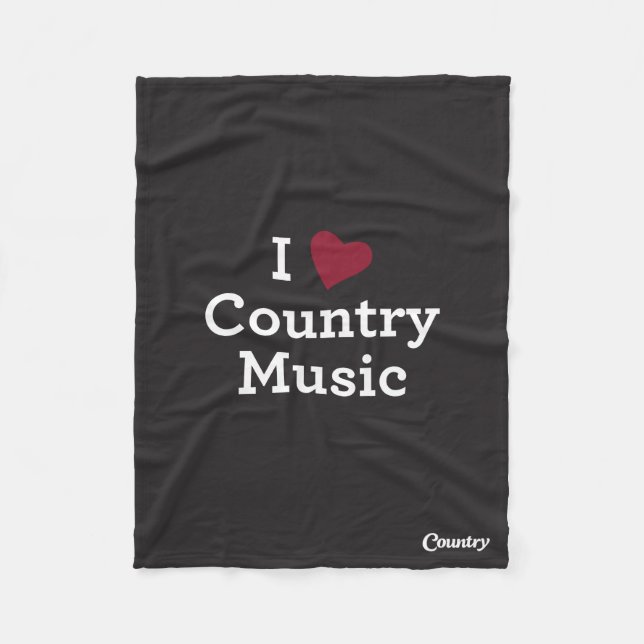 I Love Country Music Fleece Blanket (Front)