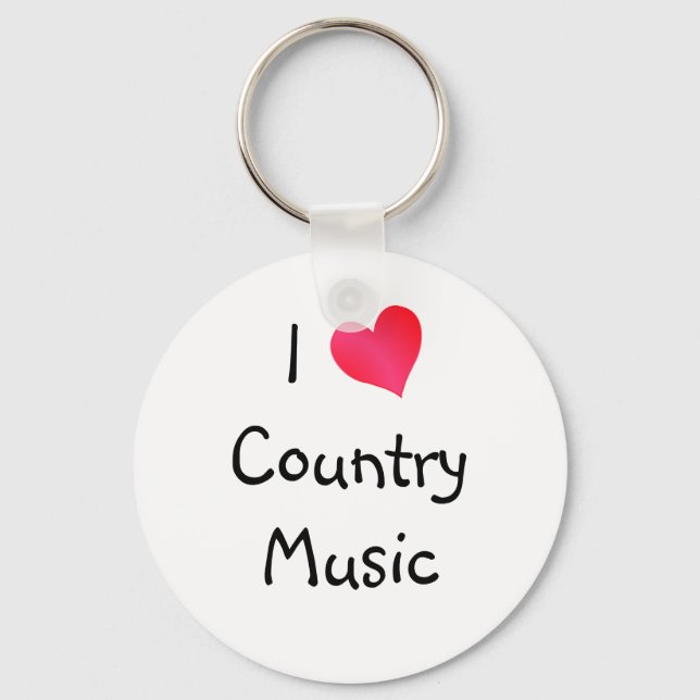 I Love Country Music Key Ring (Front)
