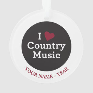 I Love Country Music Ornament