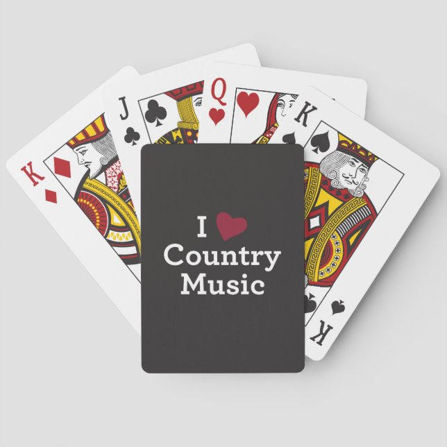 I Love Country Music Playing Cards (Back)