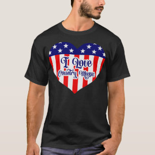 I Love Country Music Retro Vintage Guitar American T-Shirt
