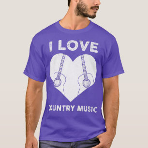 I Love Country Music Retro Vintage Guitar T-Shirt