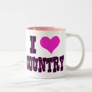 I Love Country Two-Tone Coffee Mug