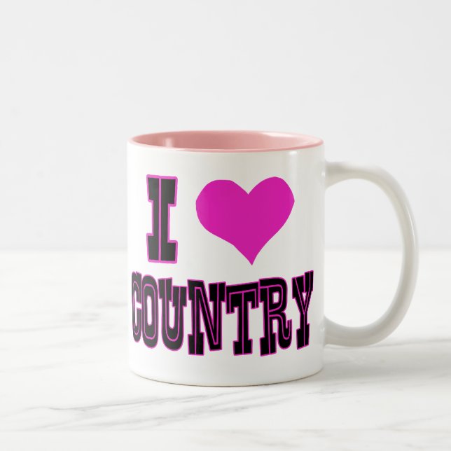 I Love Country Two-Tone Coffee Mug (Right)