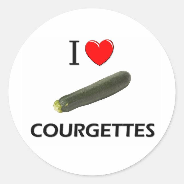I Love Courgettes Classic Round Sticker (Front)