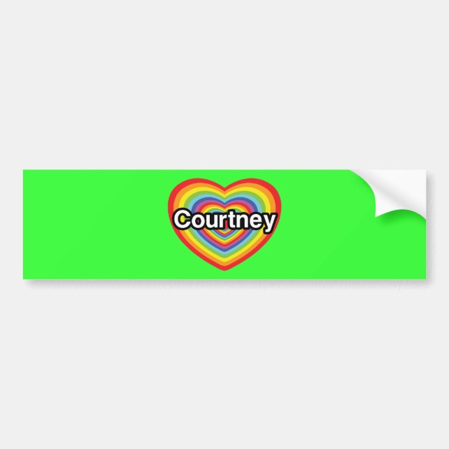 I love Courtney: rainbow heart Bumper Sticker (Front)