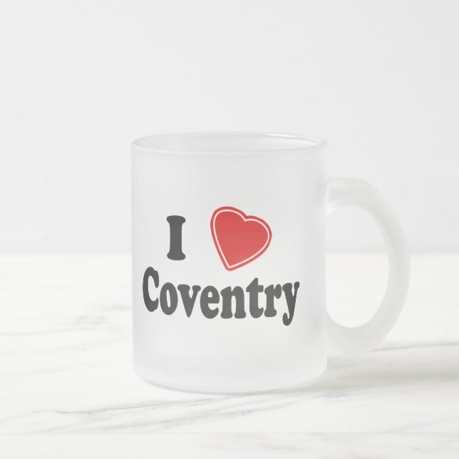 I Love Coventry Frosted Glass Coffee Mug (Right)