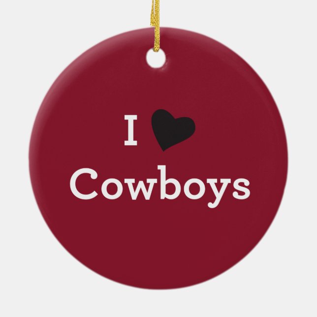 I Love Cowboys Ceramic Tree Decoration (Back)