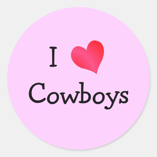 I Love Cowboys Classic Round Sticker (Front)
