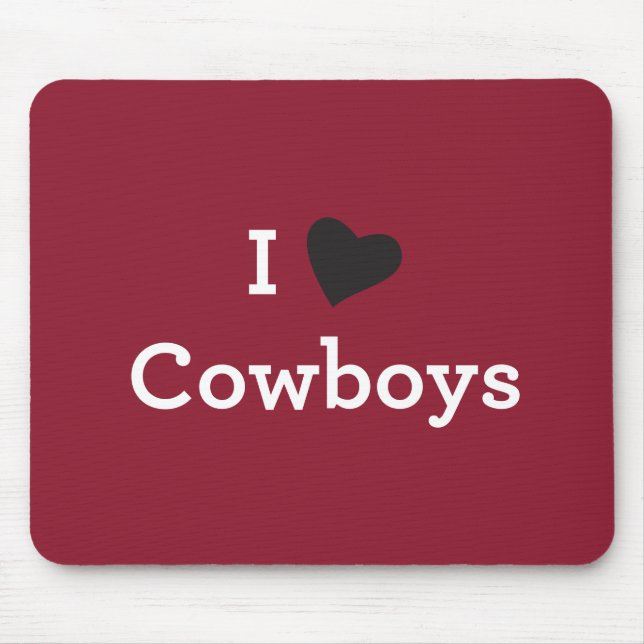 I Love Cowboys Mouse Mat (Front)