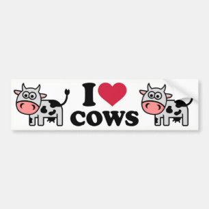 I Love Cows Bumper Sticker