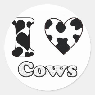 I love cows classic round sticker