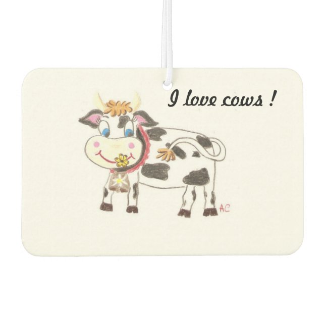 I love cows custom heart car air freshener (Front)